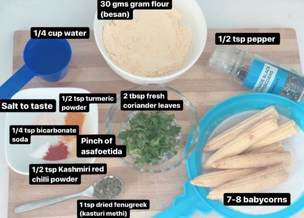 ingredients for babycorn pakoras